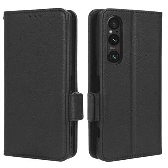 Telefoonhoes voor Sony Xperia 1 V Anti-drop Litchi Texture Stand PU-lederen portemonnee-hoes