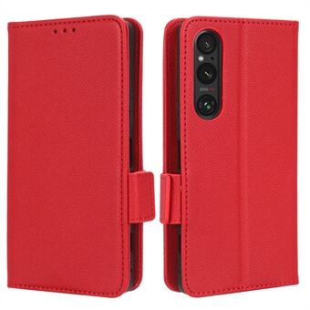 Telefoonhoes voor Sony Xperia 1 V Anti-drop Litchi Texture Stand PU-lederen portemonnee-hoes