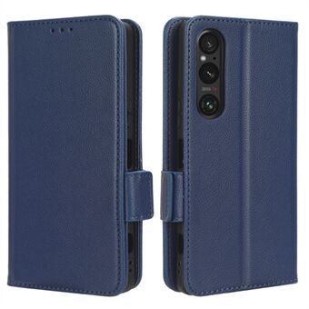 Telefoonhoes voor Sony Xperia 1 V Anti-drop Litchi Texture Stand PU-lederen portemonnee-hoes