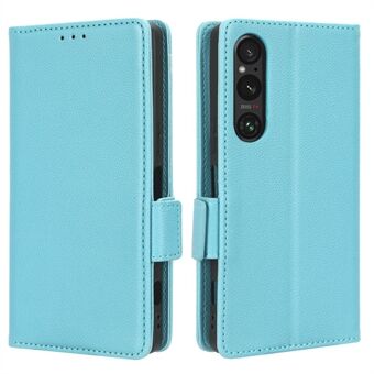 Telefoonhoes voor Sony Xperia 1 V Anti-drop Litchi Texture Stand PU-lederen portemonnee-hoes