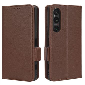 Telefoonhoes voor Sony Xperia 1 V Anti-drop Litchi Texture Stand PU-lederen portemonnee-hoes