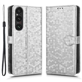 Leren hoes voor Sony Xperia 1 V, portemonnee met opgedrukt dot-patroon, mobiele Stand