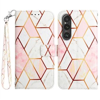 YB Pattern Printing Leather Series-5 voor Sony Xperia 1 V Leather Phone Case Marble Pattern Wallet Stand Cover