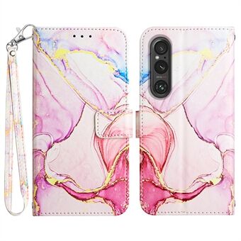 YB Pattern Printing Leather Series-5 voor Sony Xperia 1 V Leather Phone Case Marble Pattern Wallet Stand Cover