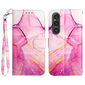 YB Pattern Printing Leather Series-5 voor Sony Xperia 1 V Leather Phone Case Marble Pattern Wallet Stand Cover