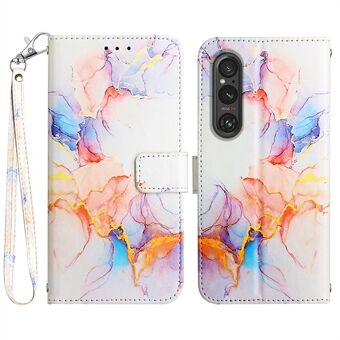 YB Pattern Printing Leather Series-5 voor Sony Xperia 1 V lederen telefoonhoes marmer patroon portemonnee Stand cover