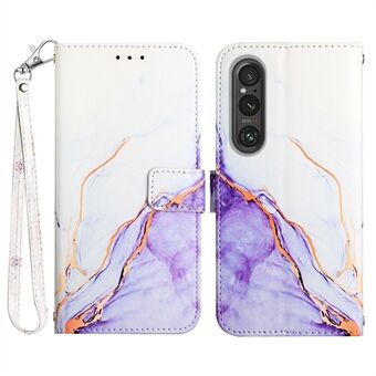 YB Pattern Printing Leather Series-5 voor Sony Xperia 1 V lederen telefoonhoes marmer patroon portemonnee Stand cover