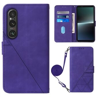 YB Imprinting Series-2 voor Sony Xperia 1 V lederen telefoonhoes portemonnee Stand met schouderriem