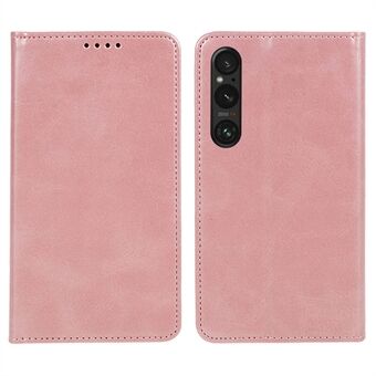 Voor Sony Xperia 1 V Kalftextuur PU-leren hoes Portemonnee Slim-Fit Zakelijke stijl Stand