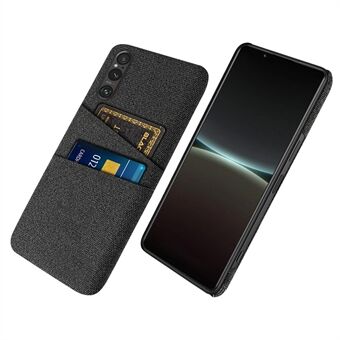 Telefoonhoesje met dubbele kaarthouder voor Sony Xperia 1 V, harde pc + stoffen telefoonhoes