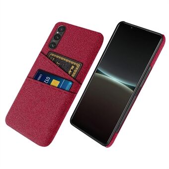 Telefoonhoesje met dubbele kaarthouder voor Sony Xperia 1 V, harde pc + stoffen telefoonhoes