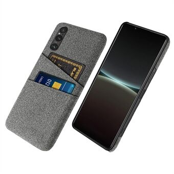 Telefoonhoesje met dubbele kaarthouder voor Sony Xperia 1 V, harde pc + stoffen telefoonhoes