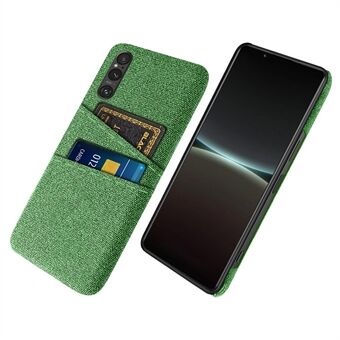 Telefoonhoesje met dubbele kaarthouder voor Sony Xperia 1 V, harde pc + stoffen telefoonhoes