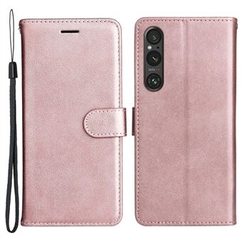 KT lederen serie-2 voor Sony Xperia 1 V schokbestendig PU-leer omhulsel effen kleur Stand telefoonhoes portemonnee