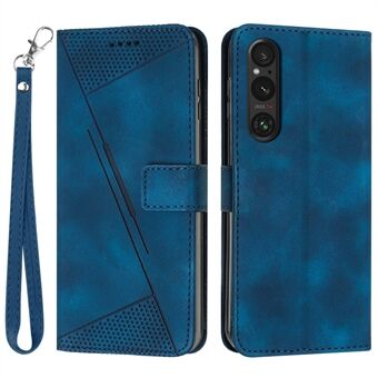 Portemonnee standaard telefoonhoesje voor Sony Xperia 1 V, PU lederen driehoekig bedrukte telefoonhoes.