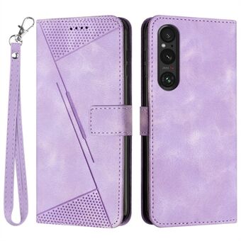 Portemonnee Stand Telefoonhoesje voor Sony Xperia 1 V, PU Leren Driehoek Gedrukte Telefoonhoes