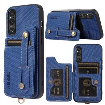 ABEEL Stijl 01 Horizontale Stand Case met Kickstand voor Sony Xperia 1 V RFID-blokkering Carbon Fiber-textuur PU+TPU Telefoonhoesje met Kaartsleuf