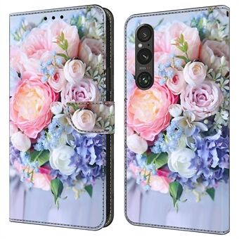 Anti-kras Portemonnee Telefoonhoesje voor Sony Xperia 1 V Hoesje Patroon Print Lederen Flip Cover