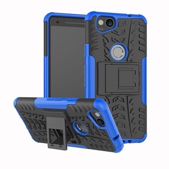 Voor Google Pixel 2 bandenpatroon PC + TPU hybride kickstand beschermhoes.