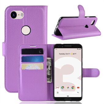 Litchi huid PU lederen portemonneehoes met standaard voor Google Pixel 3a