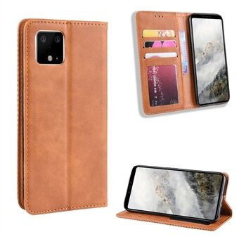 Zelfingenomen Vintage Stijl PU Leren Portemonnee Telefoonhoesje voor Google Pixel 4