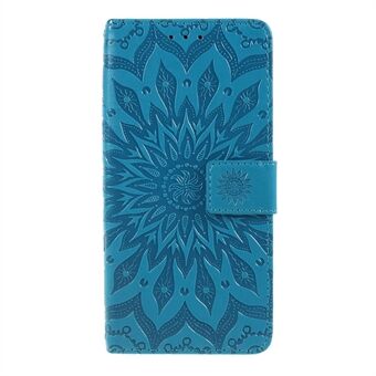 KT Imprint Flower Series-1 Portemonnee met Zonnebloem Patroon en Standfunctie Flip Leren Hoesje met Lanyard voor Google Pixel 3a.