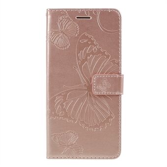 KT Imprinting Flower Series-2 Imprint Butterfly Leren Portemonnee Telefoonhoesje voor Google Pixel 3a