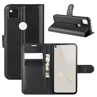 Litchi Skin PU Lederen Wallet Stand Telefoonhoesje voor Google Pixel 4a met Magneetsluiting