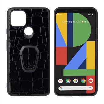 PC+TPU+PU-leer met vinger ringhouder hoesje voor Google Pixel 5