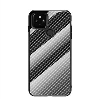 Carbonfiber Textuur TPU + PC + Gehard Glas Telefoonhoesje voor Google Pixel 5