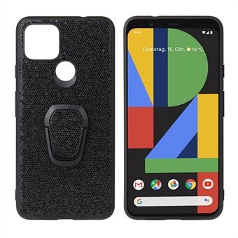 Ring-vormige Kickstand + PU lederen gecoate telefoonhoesje voor Google Pixel 4a 5G