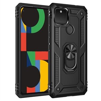 Hybride PC + TPU + Metalen Anti-val Vinger Ring Kickstand Telefoonhoesje Schaal voor Google Pixel 4a 5G