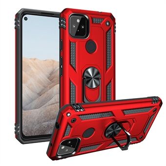 Hybride PC + TPU hoesje met vinger ring kickstand ter voorkoming van vallen voor Google Pixel 5a.