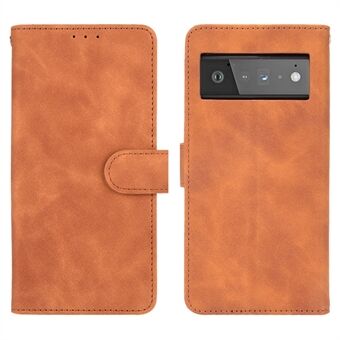 PU lederen huidaanraak beschermhoes met ondersteunende standaard cover portemonnee voor Google Pixel 6 Pro.