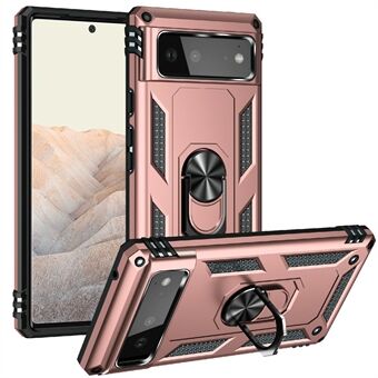 Militair Grade PC + TPU Schokbestendige Hybride Hoes met Draaibare Ringstandaard voor Google Pixel 6.