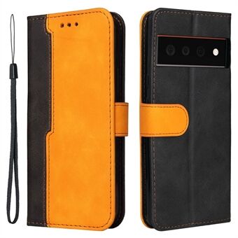 Twee-kleurige stijl Magnetische zachte TPU + PU schokbestendige flipcover portemonnee met riem voor Google Pixel 6