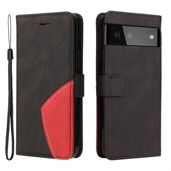 KT Leather Series-1 Bi-color Splicing Design Leren Portemonnee Hoesje Met Standfunctie en Handige Riem Voor Google Pixel 6 Pro