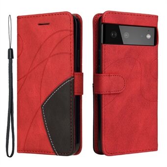 KT Leather Series-1 Bicolor Splicing Design Leren Portemonnee Hoesje met Standfunctie en Handige Band voor Google Pixel 6 Pro