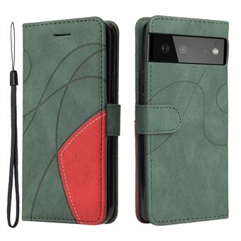 KT Leren Serie-1 Portemonneehoesje met Bi-color Splicing Ontwerp en Handige Strap voor de Google Pixel 6 Pro.