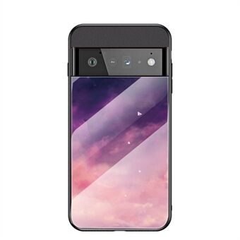 Ontwerp van een Sterrenhemel Patroon Gehard Glas Gladde Schokbestendige Anti-Kras Beschermende Achterkant Hoesje voor Google Pixel 6 Pro.
