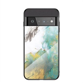 Marmeren stijlvol ontwerp Volledige lichaamsdekking Gradiënt Hard Gehard Glas + Zachte TPU Schokbestendige Beschermhoes voor de Google Pixel 6 Pro.