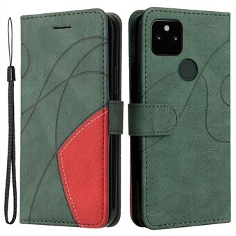 KT Lederen Serie-1 Volledige Bescherming PU Leren Hoesje voor Google Pixel 5a 5G, Stand Flip Bicolor Samenvoeging Portemonnee Telefoonhoesje met Bandje