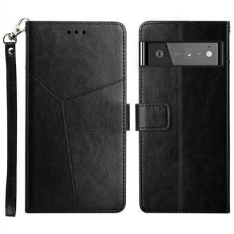 Afdrukken van Y-vormige lijnen PU-leren volledige beschermende telefoonflipcover beschermhoes voor Google Pixel 6.