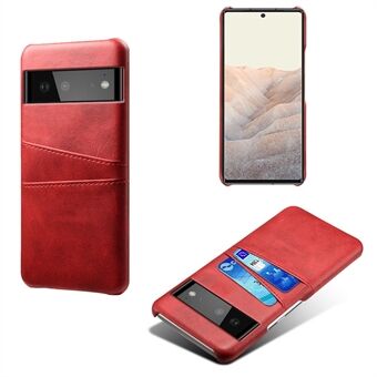 KSQ PU-leder + PC-combinatie duurzaam anti-val dual back-kaartsleuven ontwerp hard telefoonhoesje voor Google Pixel 6.