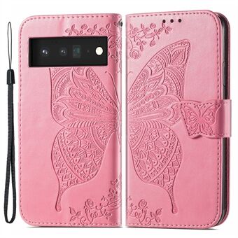 Stijlvolle portemonnee hoesje met vlinderbloem patroon en standaard voor de Google Pixel 6.