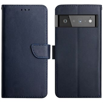 Nappa-textuur antislip echt lederen + TPU telefoonhoesje met standaard portemonnee beschermhoes voor Google Pixel 6 Pro.