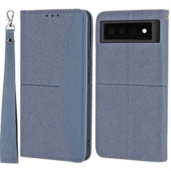 Magnetisch Absorptie Geweven Textuur Portemonnee Polsband Leren Hoesje met Stand voor Google Pixel 6 Pro