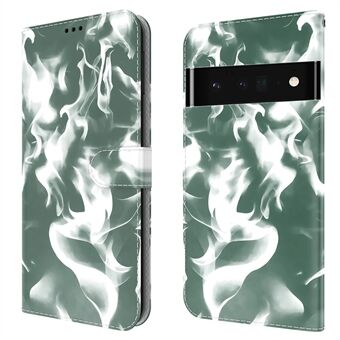 Portemonnee-functie Telefoonhoesje met mistpatroon bedrukt PU-leer + TPU Magnetische sluiting Flip telefoonhoesje voor Google Pixel 6 Pro