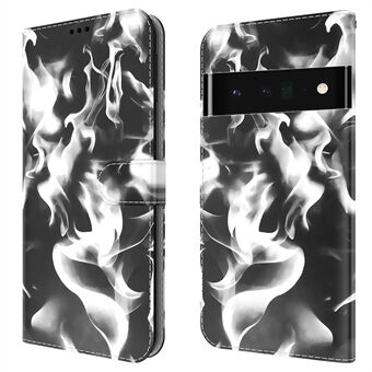 Portemonneefunctie Telefoonhoesje met Fog Patroon Printen van PU Leer+TPU Magnetische Sluiting Flip Telefoonhoesje voor Google Pixel 6 Pro.