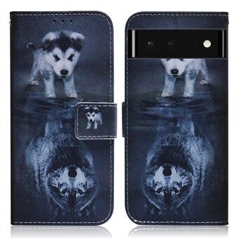 Staand Functie PU Leren Hoesje Patroon Afdrukken Magnetische Flip Portemonnee Cover voor Google Pixel 6